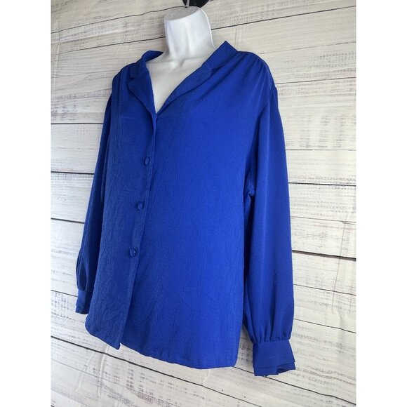 Vintage Oscar De La Renta Collectables Womans 40/20w Royal Blue Blouse Career - Picture 3 of 13